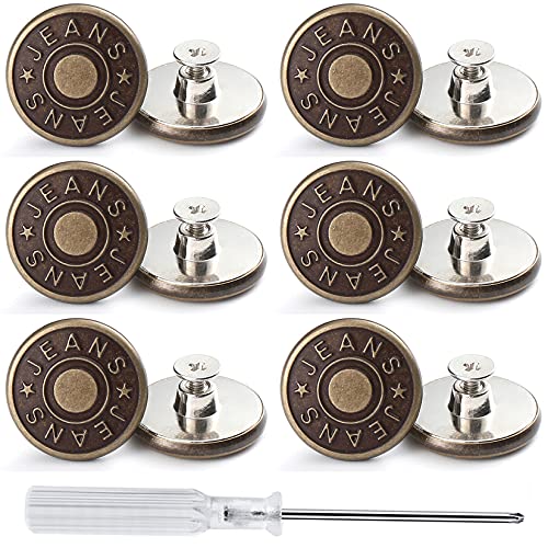 12 Sets Adjustable Buttons for Jeans, 20mm No Sew Instant Metal Buttons ...